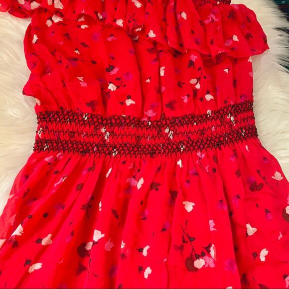 Joie Hafsa One Shoulder Asymmetrical Midi Dress Ruched Patterned sz M - Picture 7 of 13